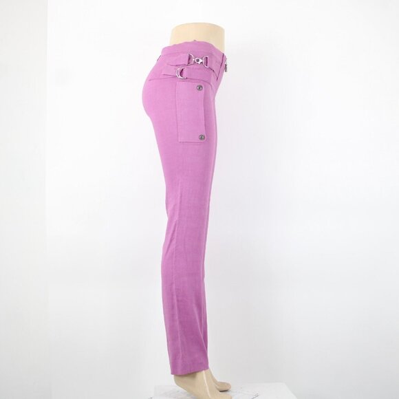 Gianni Versace Couture Sz 38 x 34 Purple Silver Hardware Unlined Linen Mod Pant - Picture 9 of 16